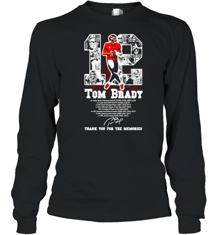 12 Tom Brady Tampa Bay Buccaneers signature shirt Long Sleeved T-shirt
