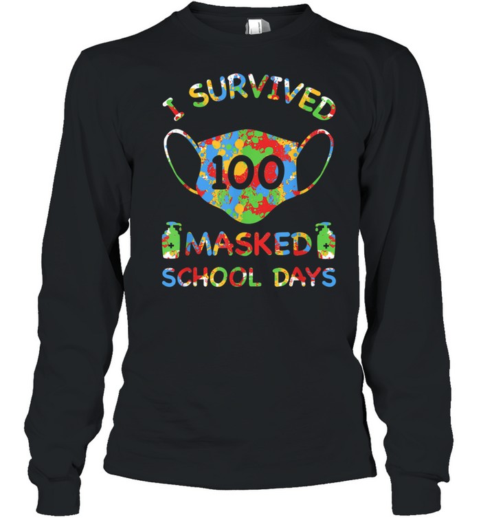 I survived 100 masked school days For Teacher Student shirt Long Sleeved T-shirt