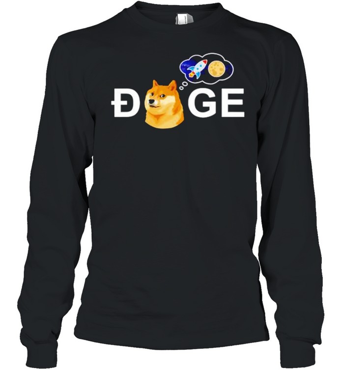 Dogecoin Doge go to the space meme coin shirt Long Sleeved T-shirt