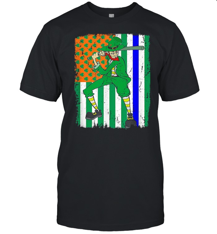 St Patrick’s Day Baseball Police Officer Cop Irish USA Flag shirt Classic Men's T-shirt