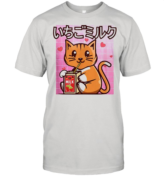 Cat Strawberry Milk Japanese Kawaii Style Otaku Lovers shirt Classic Men's T-shirt