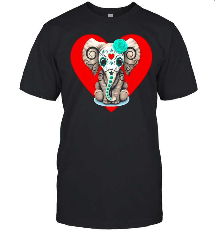 Sugar Skull Elephant Heart Valentine’s Day  Classic Men's T-shirt