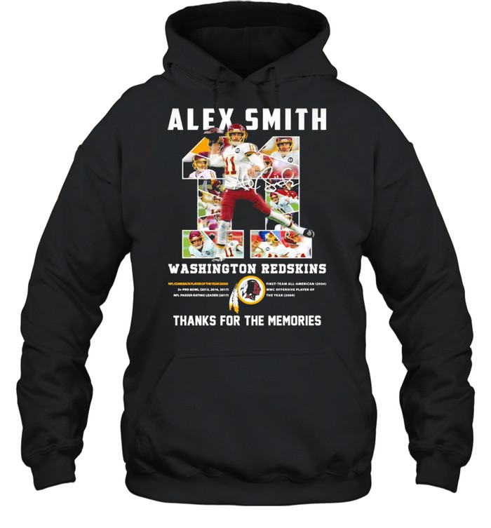 11 Alex Smith Washington Redskins Thank You For The Memories Signature Unisex Hoodie