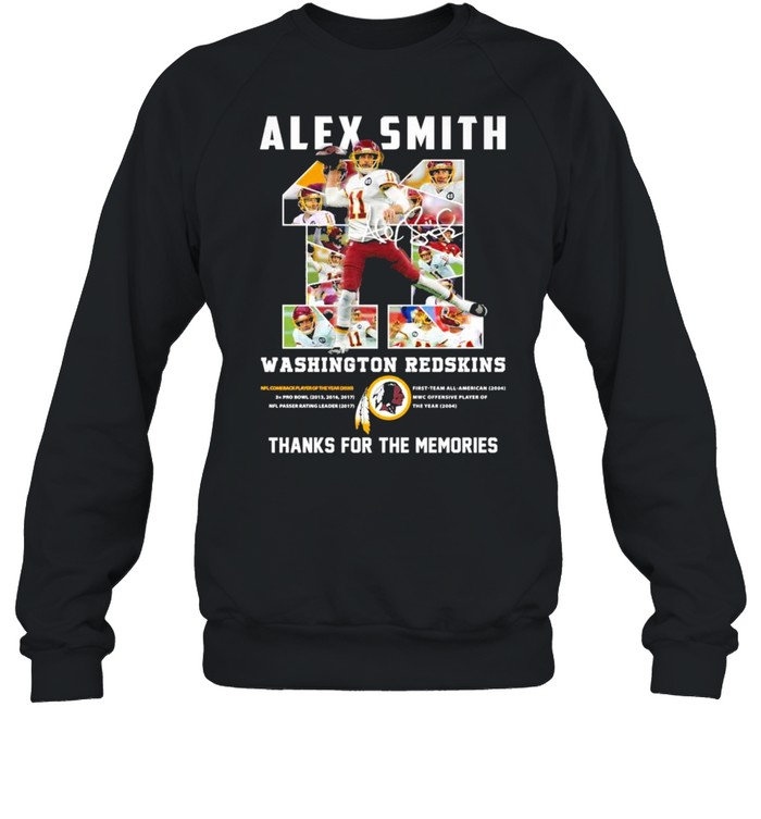11 Alex Smith Washington Redskins Thank You For The Memories Signature Unisex Sweatshirt