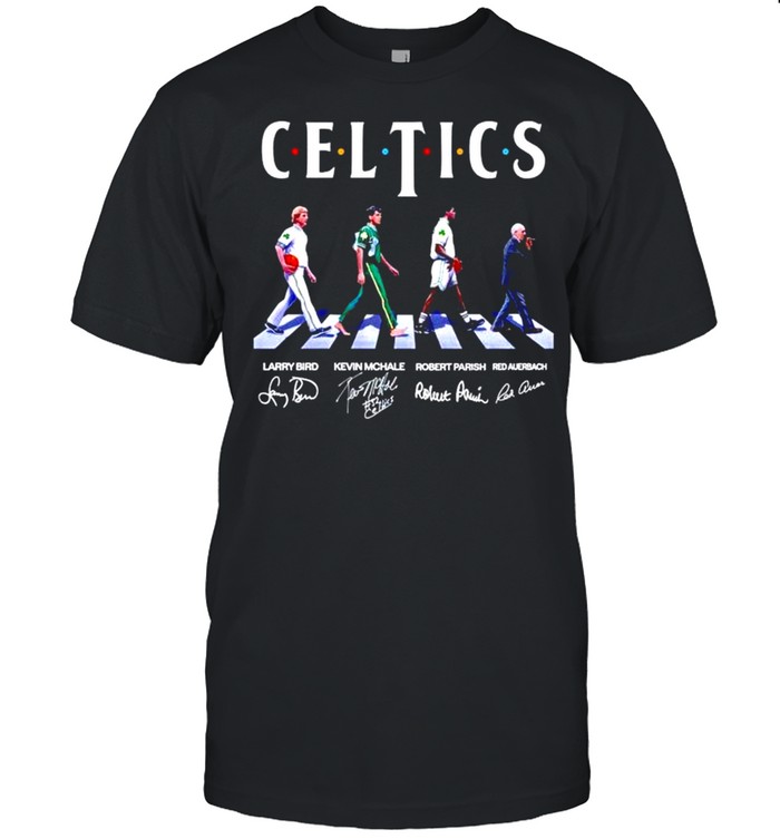 Boston Celtics Larry Bird Kevin Mchale Robert Parish Red Auerbach abbey road signatures shirt Classic Men's T-shirt