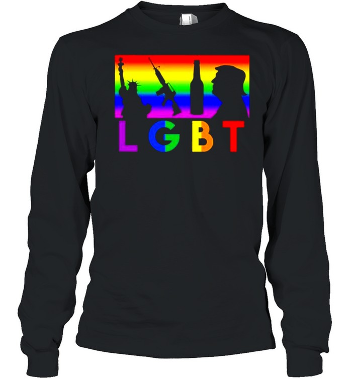 LBGT Liberty Guns Wine And Trump Rainbow Color shirt Long Sleeved T-shirt