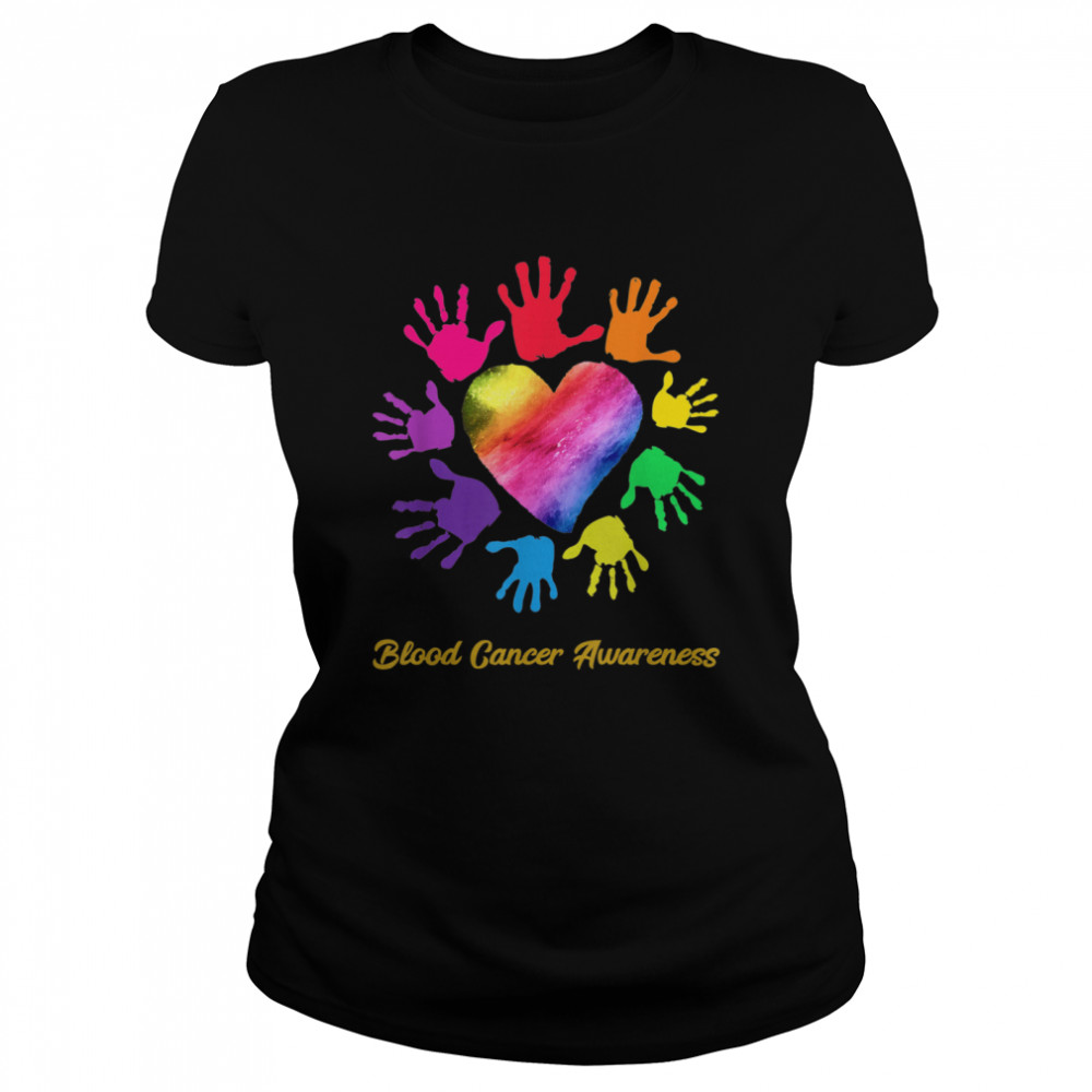 We Wear Rainbow Heart For Blood Cancer Awareness  Classic Women's T-shirt