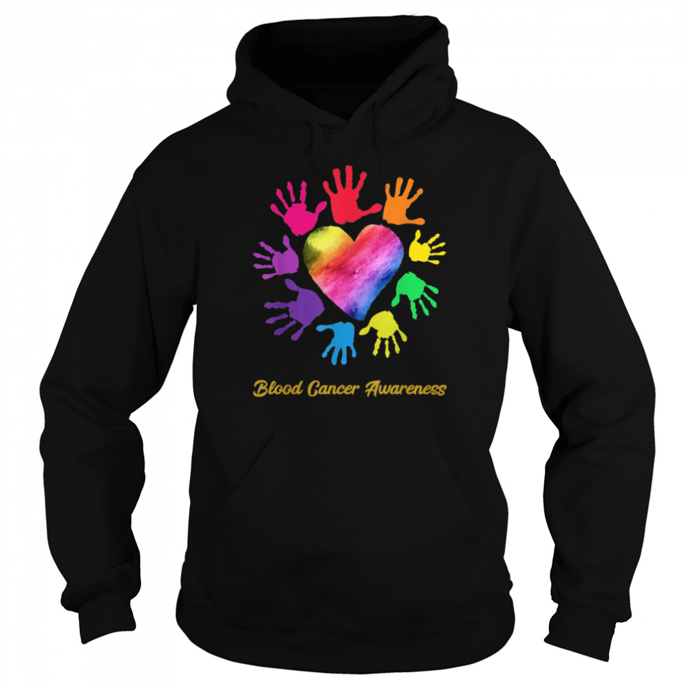 We Wear Rainbow Heart For Blood Cancer Awareness  Unisex Hoodie
