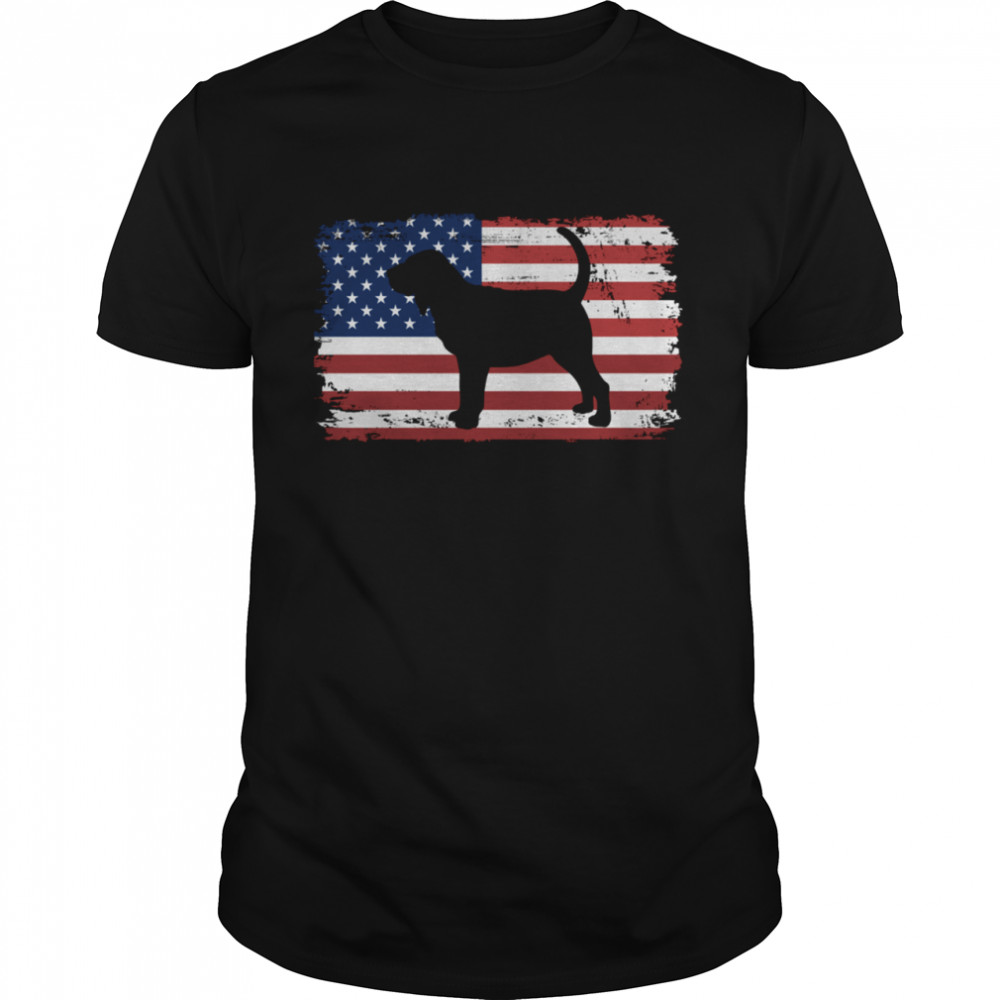 Dogs 365 Vintage Bloodhound Dog US American Flag shirt Classic Men's T-shirt