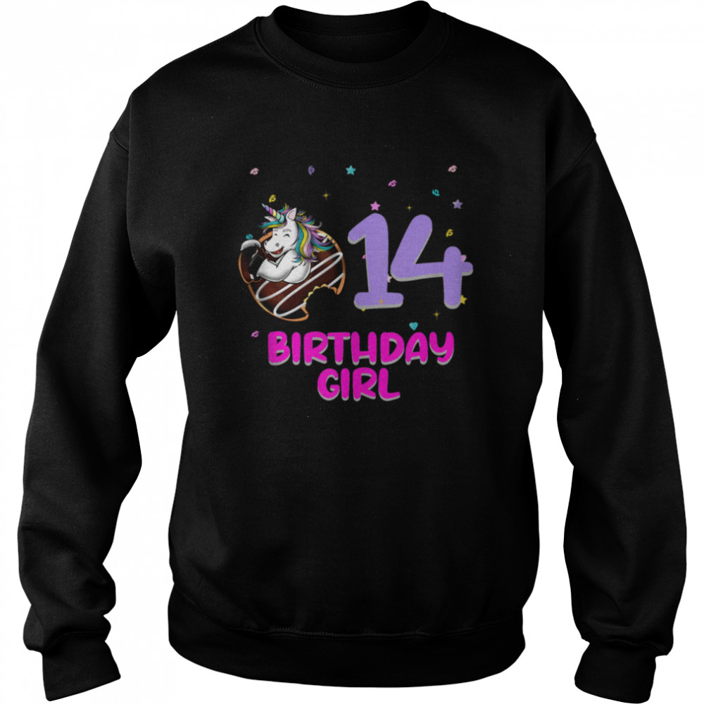 Unicorn Donut 14th Birthday Girl Love 14 Years Old  Unisex Sweatshirt