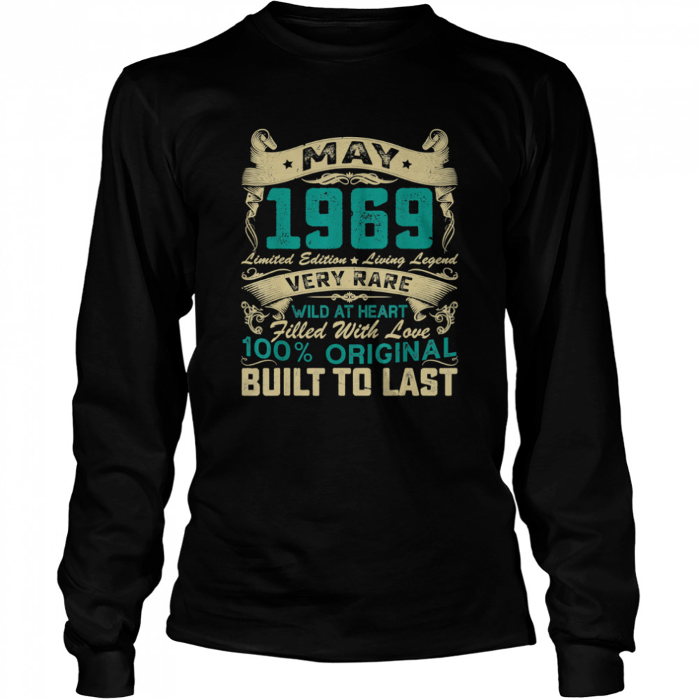 52nd Birthday Decorations May 1969 52 Years Old  Long Sleeved T-shirt