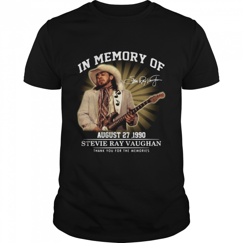 In Memory Of August 27 1990 Stevie Ray Vaughan Thank You For The Memories Signature shirt Classic Men's T-shirt