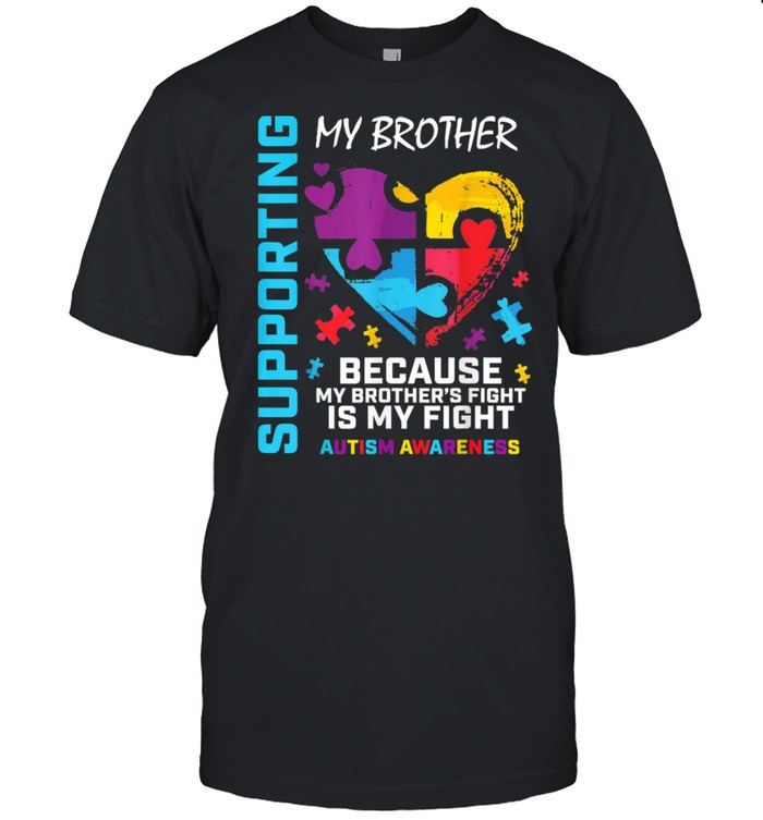 We Wear Blue Heart Puzzle Support Brother Autism Awareness shirt Classic Men's T-shirt