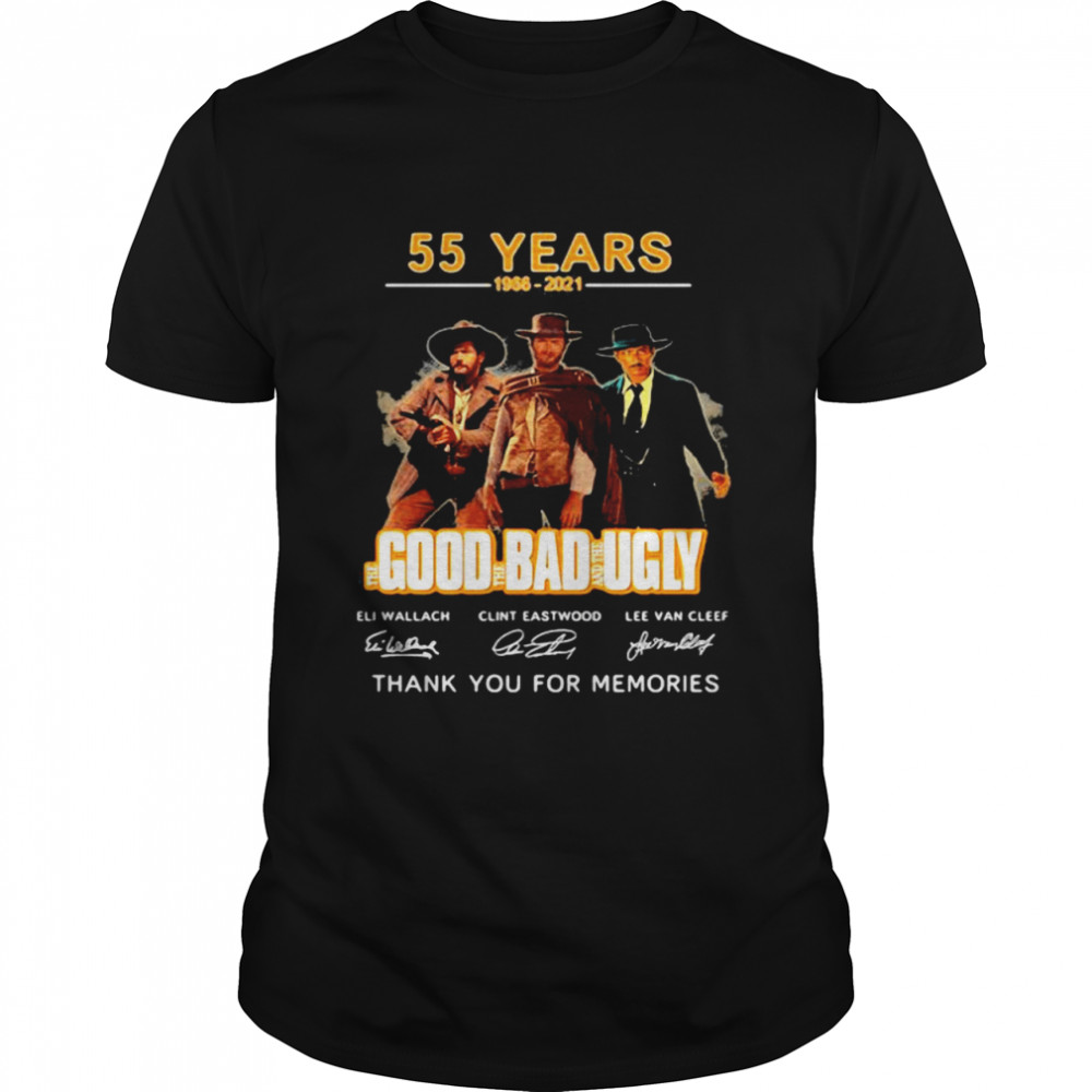 55 Years 1966 2021 Good Bad Ugly Thank You For The Memories Signature  Classic Men's T-shirt
