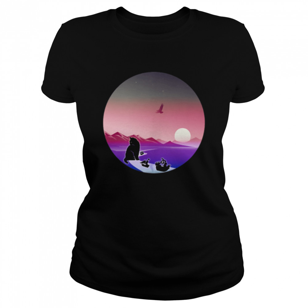 Cat Blocking Suez Canal Pirate Ships Boats Kitty Meme Circle shirt Classic Women's T-shirt