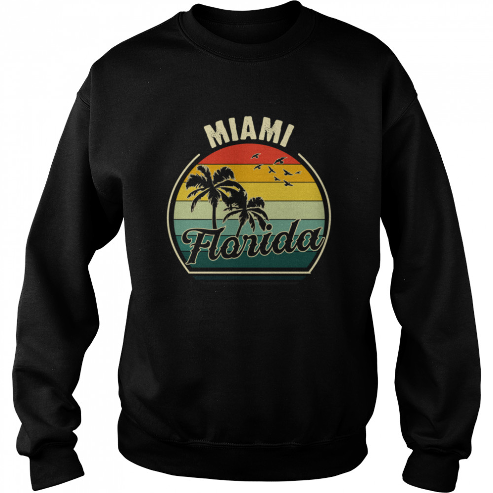 Vintage Miami Beach Florida Summer Vacation Sunset Palm  Unisex Sweatshirt