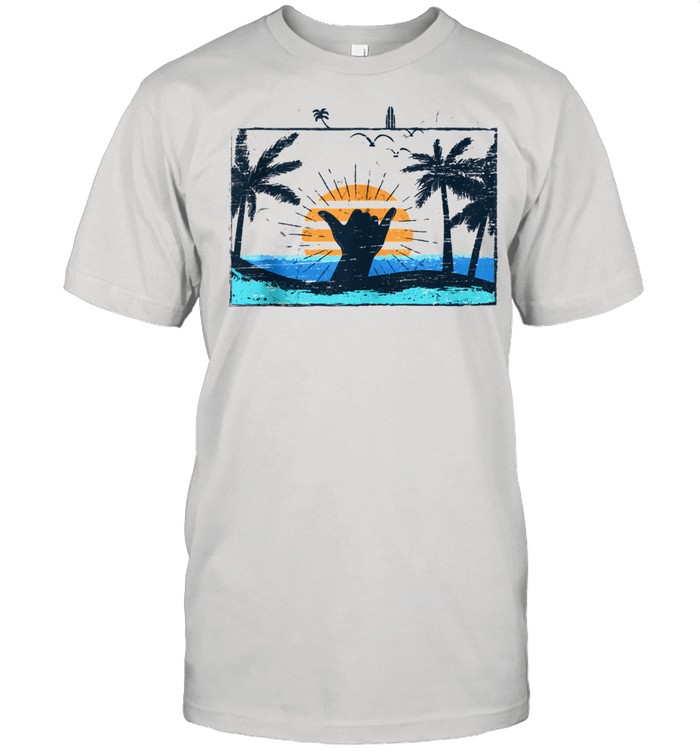 Vintage Tropical Retro Sunset Distressed Shaka Shirt