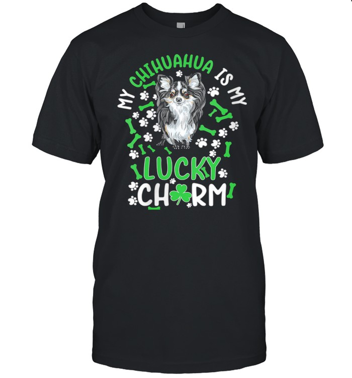 Womens My Chihuahua is My Lucky Charm paw dog st Patrick’s day shirt Classic Men's T-shirt