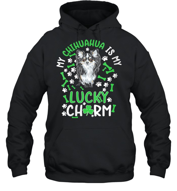 Womens My Chihuahua is My Lucky Charm paw dog st Patrick’s day shirt Unisex Hoodie