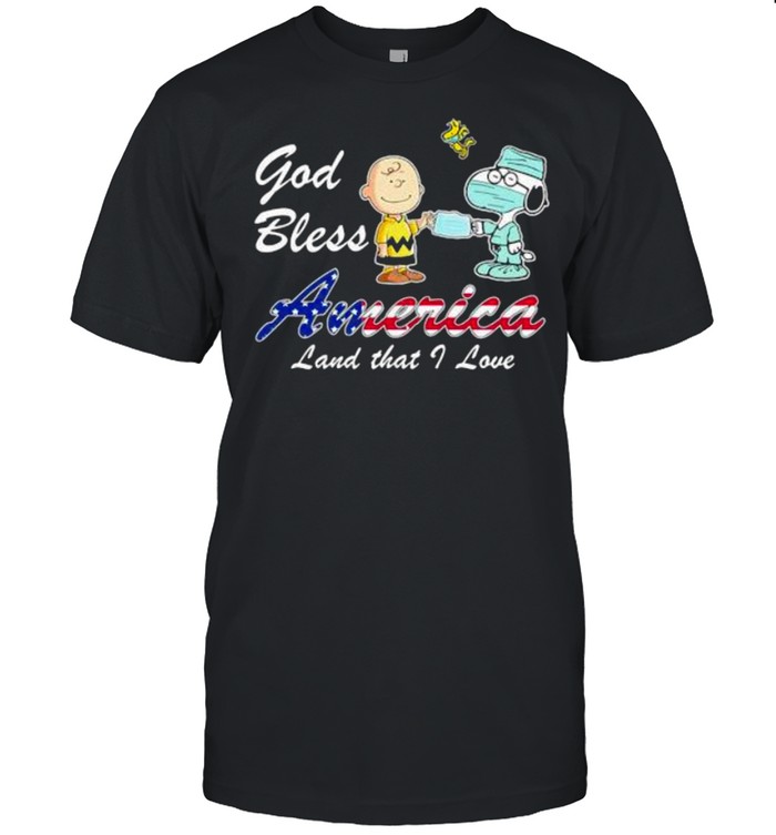 God Bless American Land That I Love Snnopy And Charlie Covid 19  Classic Men's T-shirt