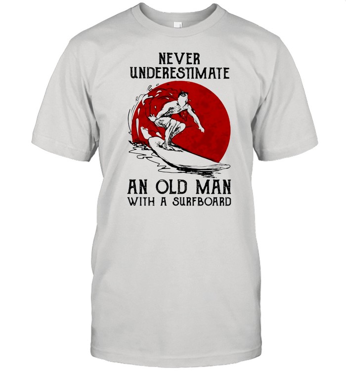 Never Underestimate An Old Man With A Surfboard Blood Moon  Classic Men's T-shirt
