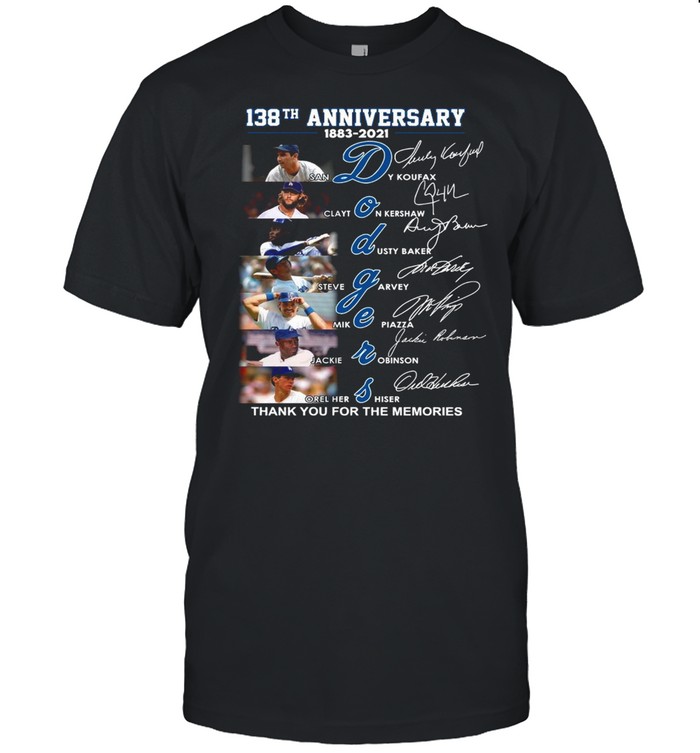 138th Anniversary 1883 2021 Los Angeles Dodgers Signatures Thank You For The Memories shirt