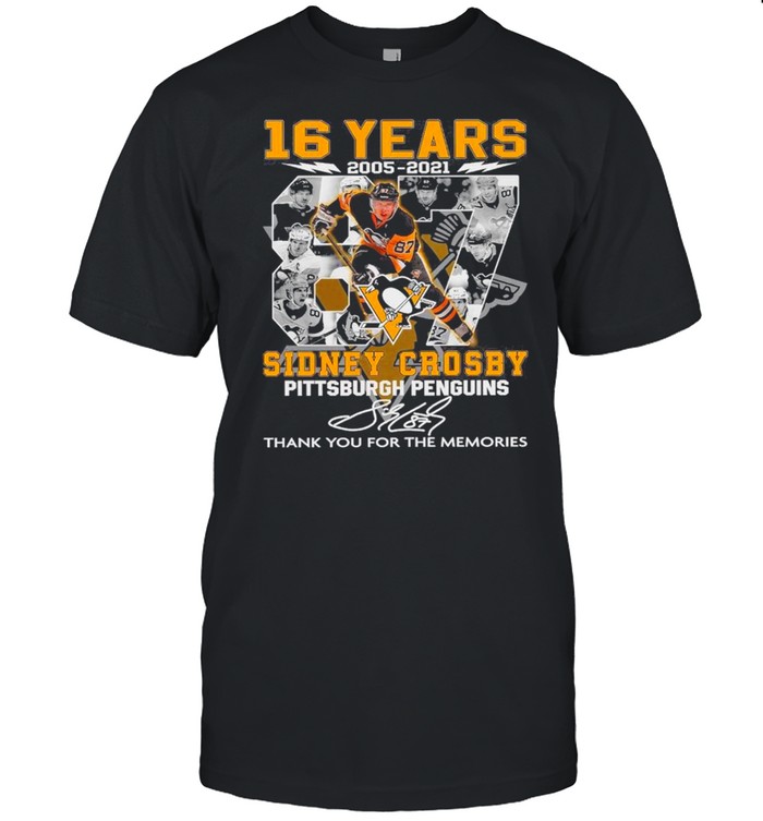 16 Years 2005 2021 The Sidney Crosby Pittsburgh Penguin Signature Thank You For The Memories shirt Classic Men's T-shirt
