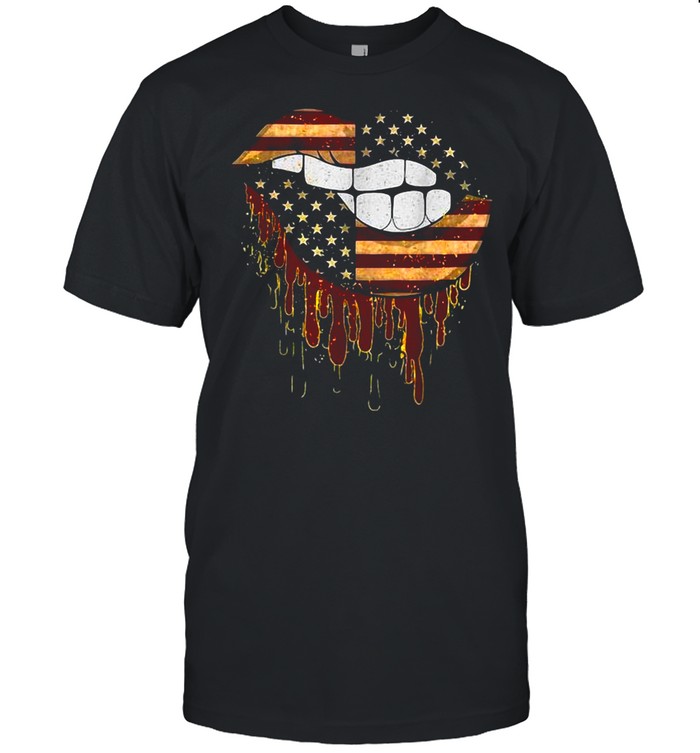 American Flag Patriotic Dripping Lips T-shirt Classic Men's T-shirt