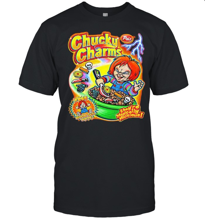 Chucky Charms Horror Movie Cereal Parody Shirt