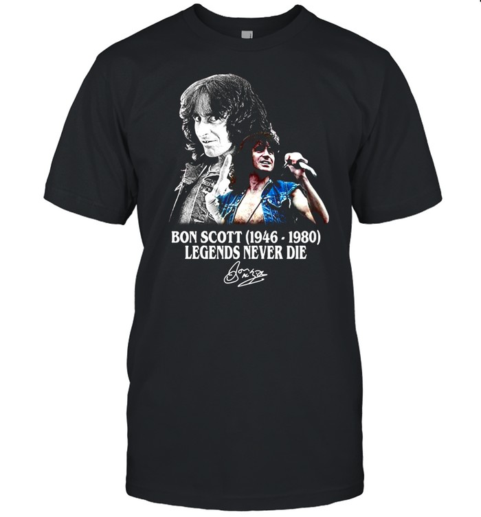 Bon Scott 1946 1980 Legends Never Die Signature shirt Classic Men's T-shirt