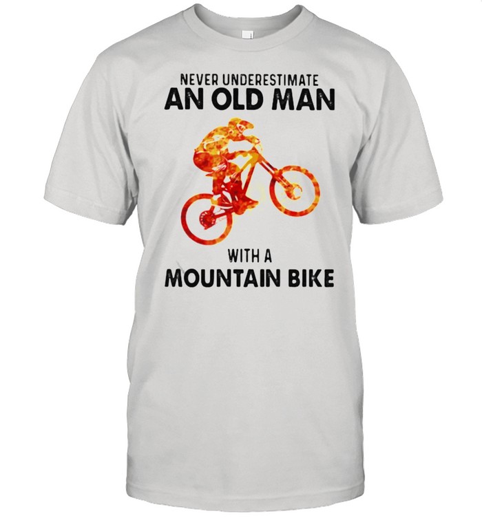 Never Underestimate An Old Man With A Mountain Bike Watercolor  Classic Men's T-shirt