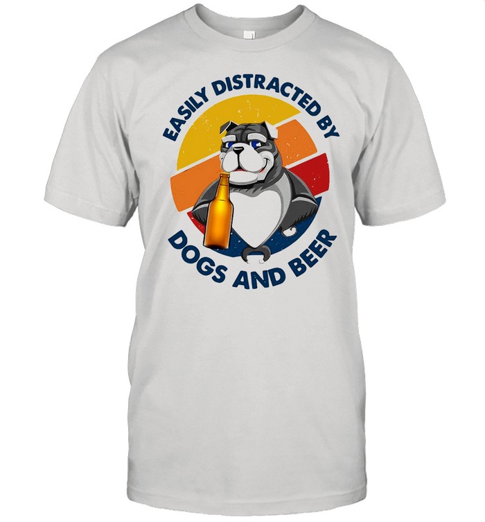 Easily Distracted By Dogs And Beer Vintage T-shirt Classic Men's T-shirt