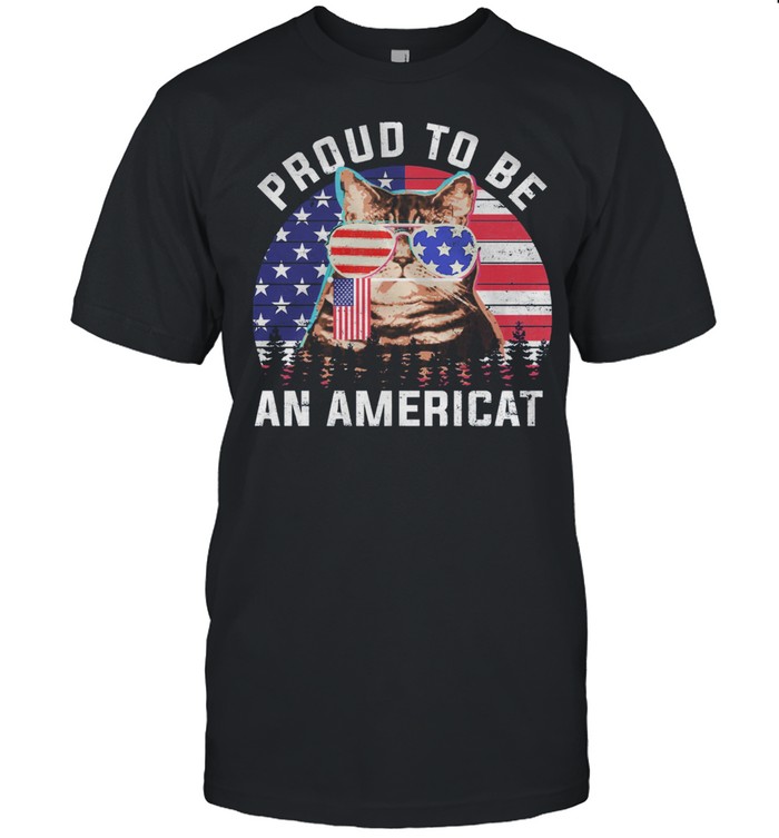 Proud To Be An Americat Cat American Flag shirt Classic Men's T-shirt