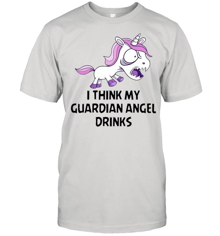 Unicorns I Think My Guardian Angel Drinks T-shirt Classic Men's T-shirt