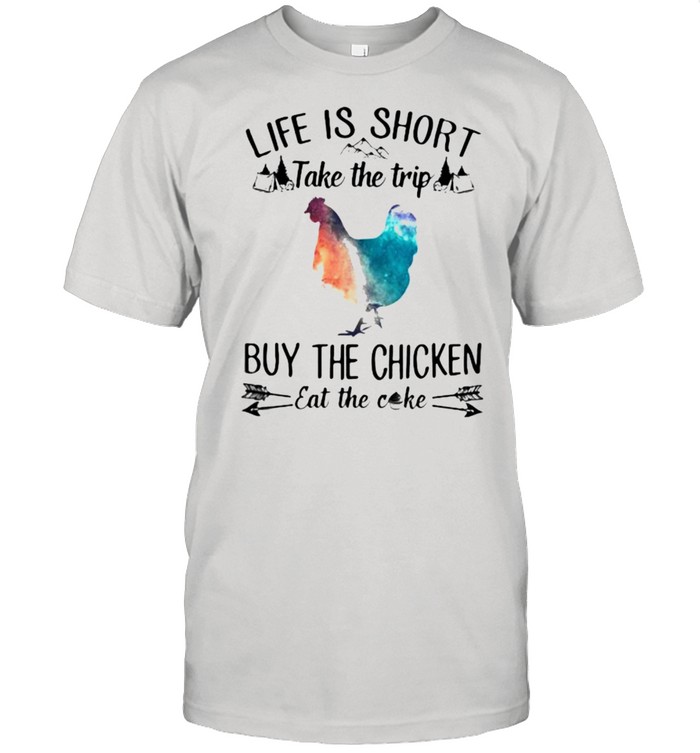 Life Is Short Take The Trip Buy The Chicken Eat The Cake Cow Watercolor  Classic Men's T-shirt