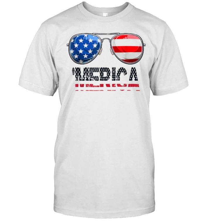 MERICA Sunglasses All America USA Flag 4th of July  Classic Men's T-shirt