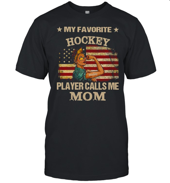 American Flag Girl My Favorite Hockey Player Calls Me Mom T-shirt Classic Men's T-shirt