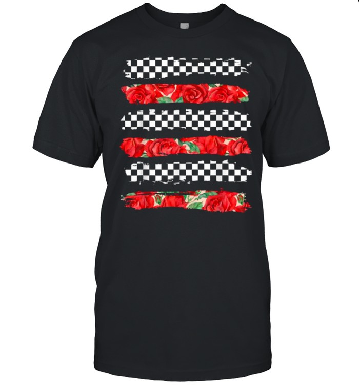 Checkerboard Rose Checkered Stripes T- Classic Men's T-shirt