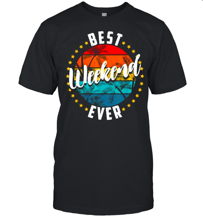 Best Weekend Ever Fun Getaway Design Beach and Palm Trees Vintage T- Classic Men's T-shirt