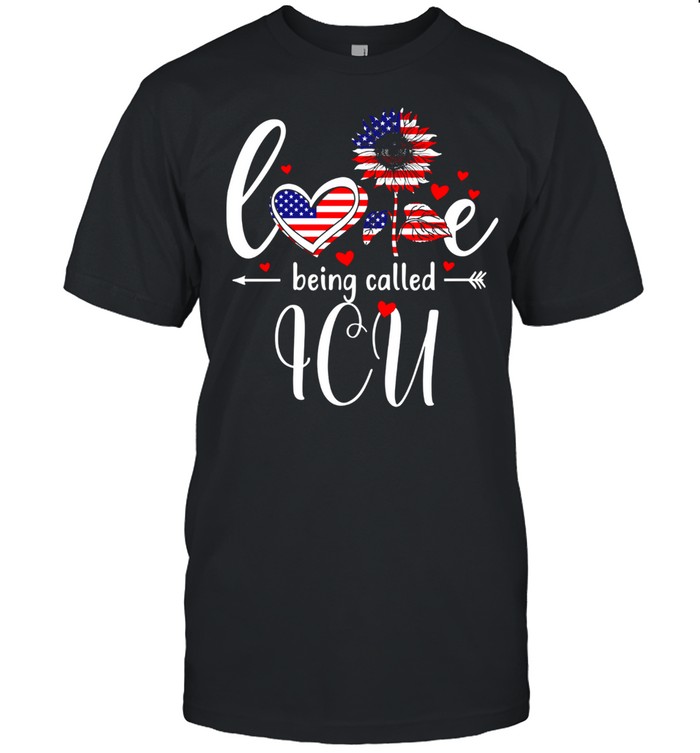 American Flag Sunflower Love Being Called ICU shirt Classic Men's T-shirt