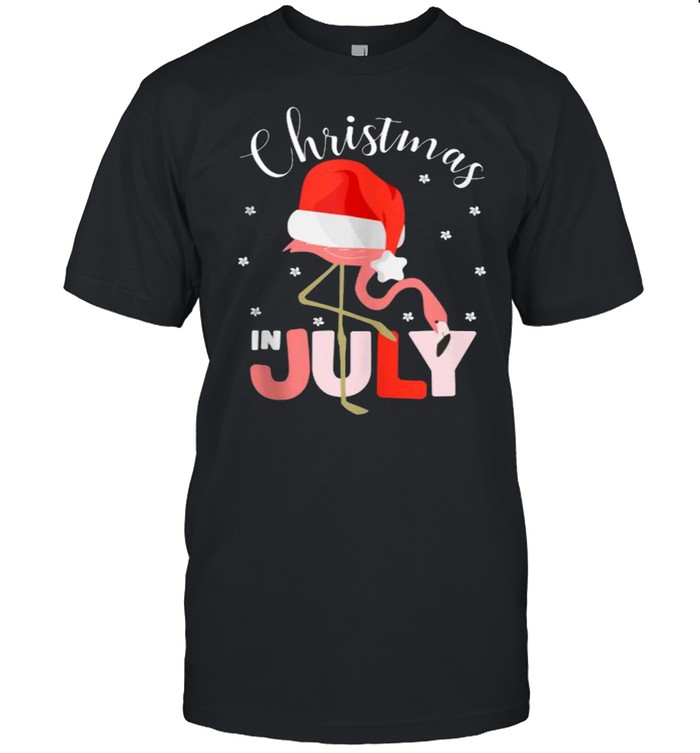 Christmas in July Flamingo Santa hat  Classic Men's T-shirt
