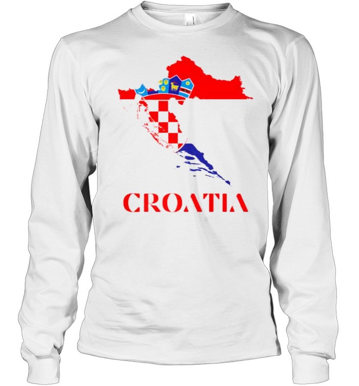 Croatia Red Flag Map Side Pocket Premium T- Long Sleeved T-shirt