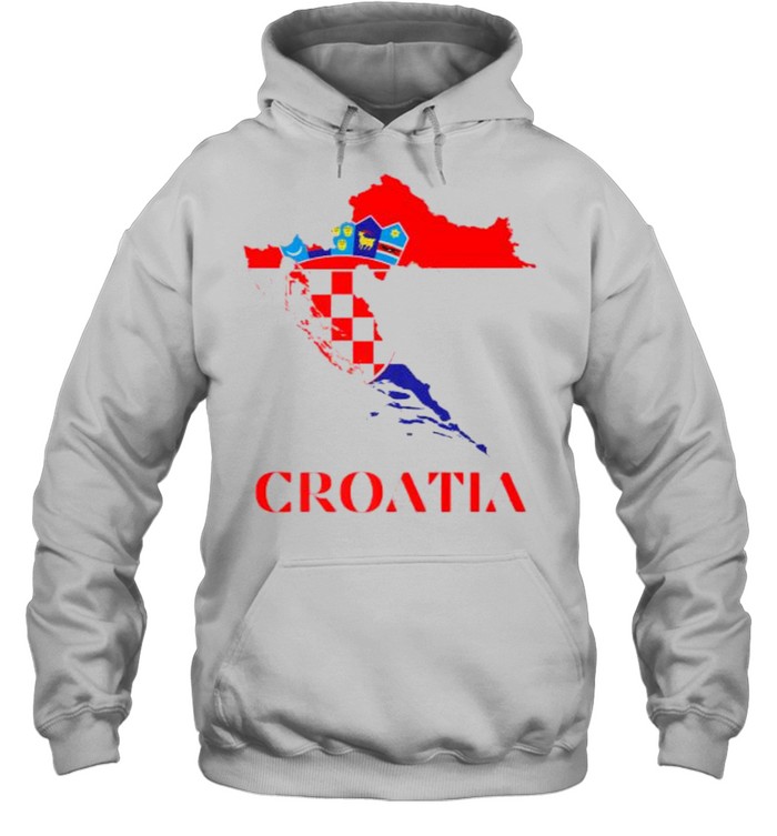 Croatia Red Flag Map Side Pocket Premium T- Unisex Hoodie