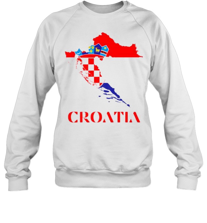 Croatia Red Flag Map Side Pocket Premium T- Unisex Sweatshirt