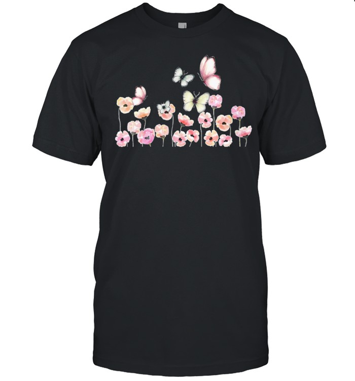 butterfly flower pink flowers cute pretty beautiful shirt Classic Men's T-shirt