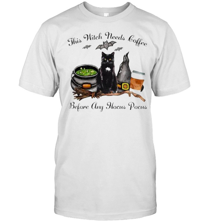 this Witch Needs Coffee Before Any Hocus Pocus Cat  Classic Men's T-shirt