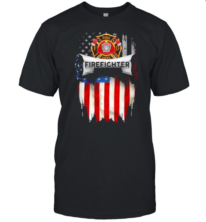 fire Dept Firefighter American Flag  Classic Men's T-shirt