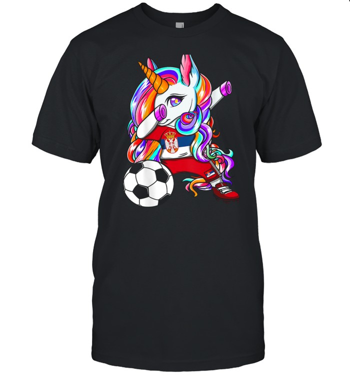 Dabbing Unicorn Serbia Soccers Jersey Serbian Football shirt Classic Men's T-shirt