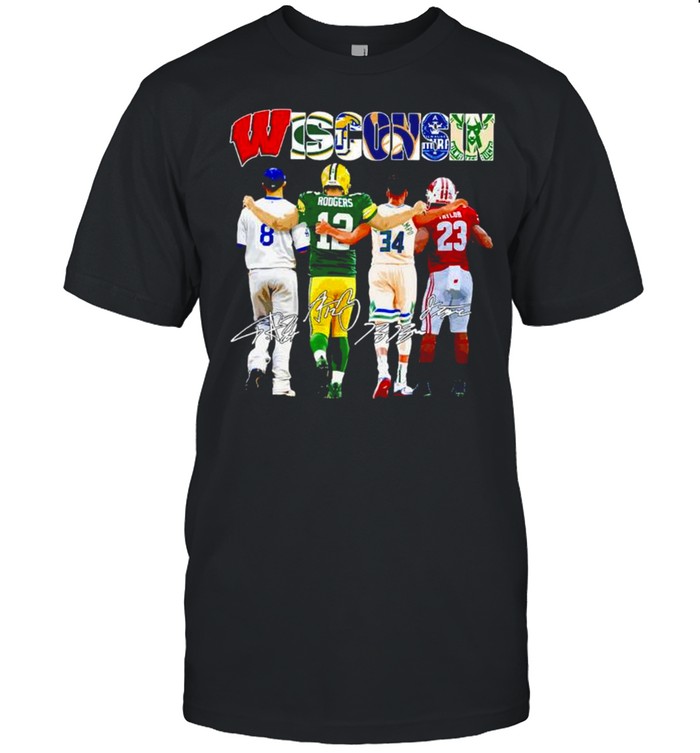 wisconsin rodgers giannis and taylor and antetokounmpo and ryan braun signatures shirt Classic Men's T-shirt