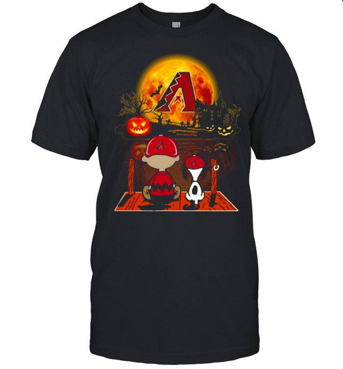 Snoopy and Charlie Brown Pumpkin Arizona Diamondbacks Halloween Moon shirt Classic Men's T-shirt